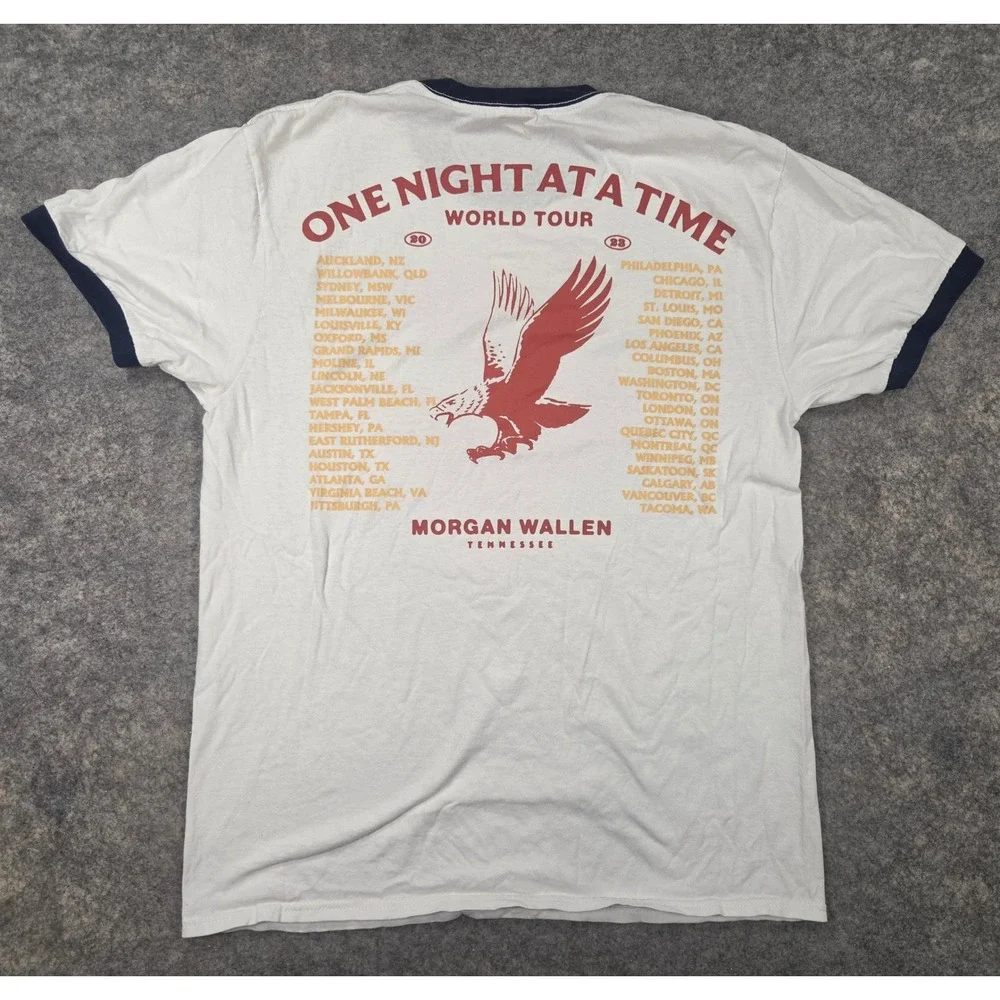 Morgan Wallen One Night At A Time World Tour 2023 Ringer T-Shirt Mens Medium